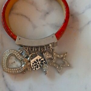 Silver and Red Charm Bracelet